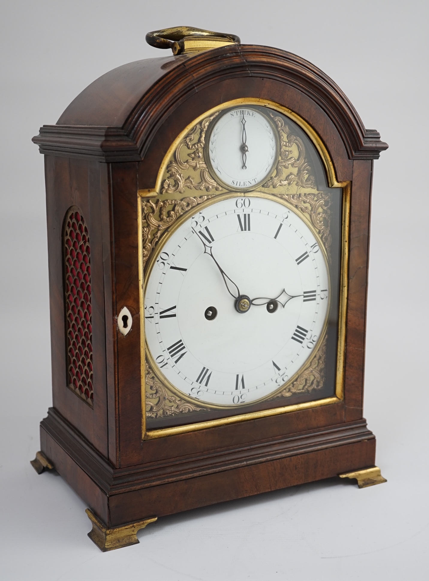 Charles Scholfield of Barnsley. A George III arched pearwood cased bracket clock